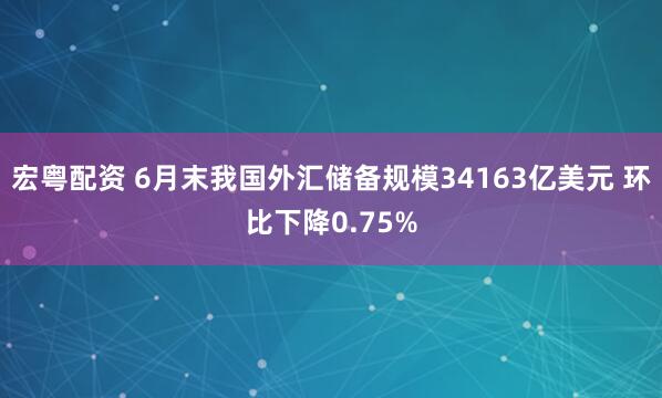 宏粤配资 6月末我国外汇储备规模34163亿美元 环比下降0.75%